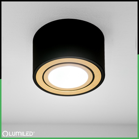 Oprawa Natynkowa HALOGENOWA Spot Tuba Ruchoma Okrągła Czarno-Złota 50mm AMAT-S LUMILED