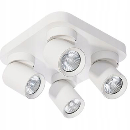 Lampa Sufitowa Ścienna TIMO Kinkiet Reflektor Oprawa Halogenowa Ruchoma 4xGU10 Biały Kwadratowy LVT