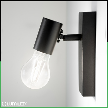 Lampa Ścienna Reflektor LED Sufitowa Ruchoma Kinkiet Spot E27 GLASA Czarna Lumiled