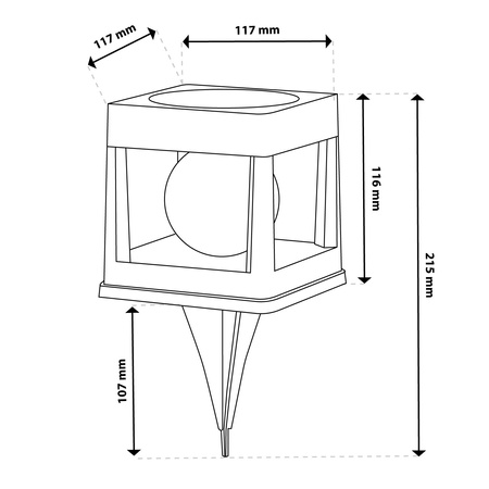 Lampa Solarna Ogrodowa LED Wbijana Zewnętrzna na Słupek Ogrodzeniowy Ogrodzenie Balustradę Taras 3000K KWADRUS LUMILED