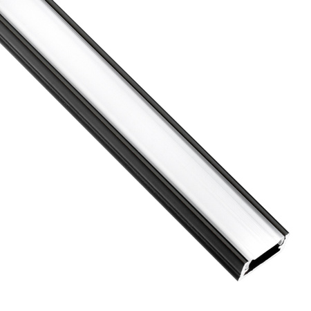 Profil Aluminiowy natynkowy MINI do taśm LED nawierzchniowy, nakładany 1m Czarny + Mleczny Klosz