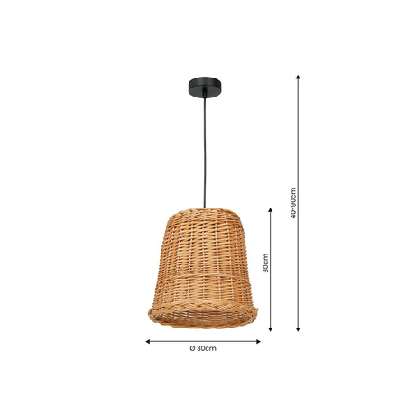 Lampa Wisząca Sufitowa VIMINI 1xE27 Brązowa Wiklinowa Milagro
