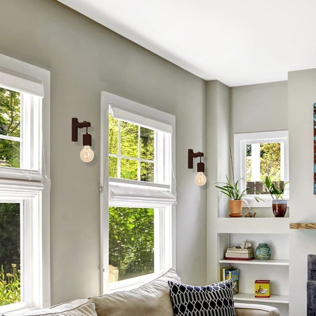 Kinkiet JACK 1xE27 Orzech Klasyczna Żarówka Drewniana Oprawa MLP4359 Milagro Metal + Drewno