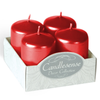 Świece Walec Wotywne Metalizowane 6x4 cm Zestaw 4 Sztuk Czerwony Metalik