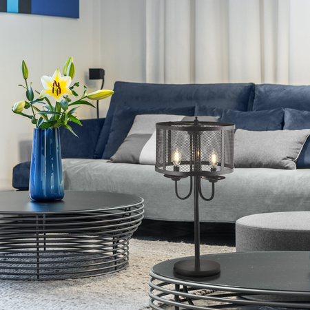 Lampa stołowa stojąca ozdobna Soho 3xE14 GOLDLUX (Polux) czarna