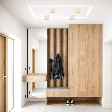 Oprawa Natynkowa LED GOLDA Halogenowa Sufitowa GX53 Tuba Okrągła Biało - Złota