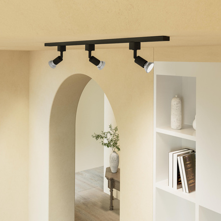 Zestaw Szynowy Lampa Sufitowa Szynoprzewód 1m + 3x Reflektor Szynowy LED GU10 Jednofazowy Czarny EasyLink Tobia Philips