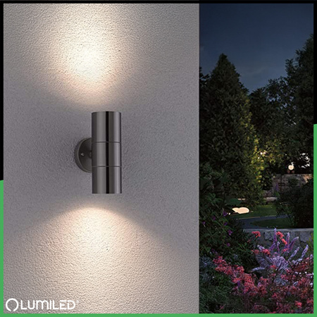 Kinkiet Ogrodowy Lampa Ścienna Elewacyjna góra dół LED GU10 IP44 ZINNIA INOX LUMILED