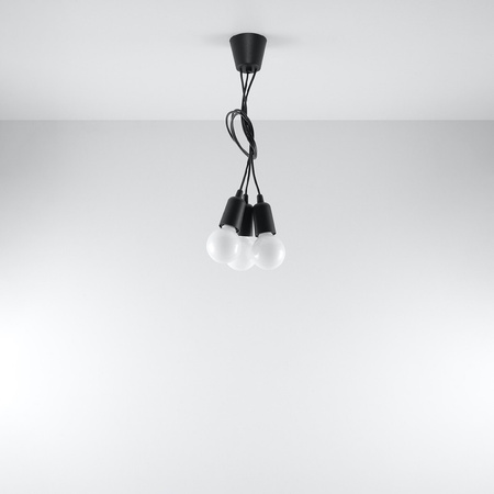 Lampa Sufitowa Wisząca Zwis 3x E27 Nieregularna Czarna Nowoczesna Diego Sollux