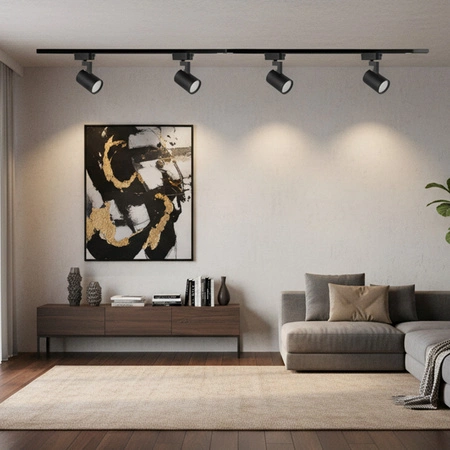 Zestaw Szynowy Szynoprzewód Szyna Listwa 1-Fazowa + 4x Reflektor GU10 Czarna LYNX Sanico Goldlux