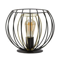 Lampa Stołowa Biurkowa Nocna JAULA Druciana Czarno-Złota Industrialna E27 5283 TK Lighting