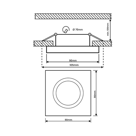 Oprawa Halogenowa Podtynkowa Ruchoma Kwadratowa Czarna GU10 MR16 VENTUS Lumiled