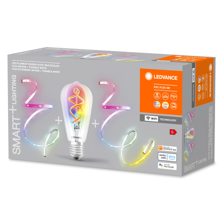 Zestaw Żarówka + Taśma Pasek LED 8.5W 550lm 110° RGB CCT Ściemnialna Filament SMART+ WiFi Smart Bundle Ledvance
