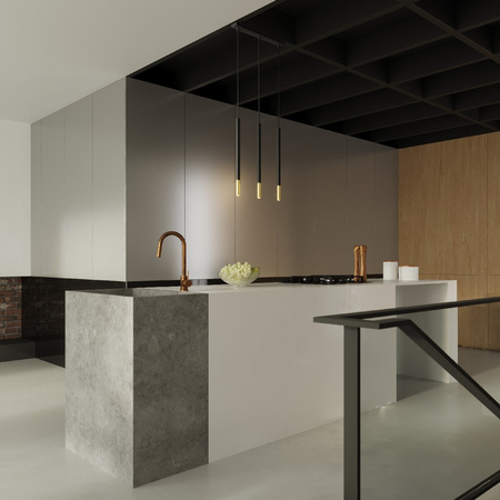 Lampa Sufitowa Wisząca Tuba G9 Zwis Tubularna Czarna Złota Nowoczesna Mozaica Sollux