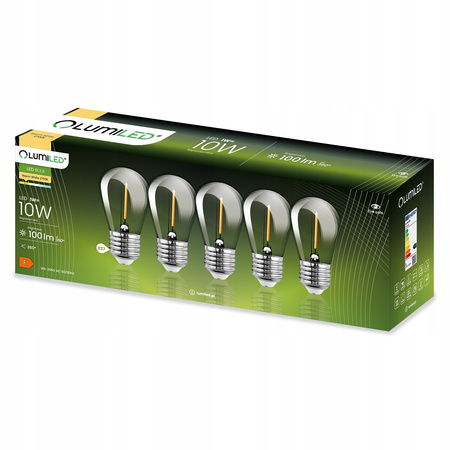 5-PAK Żarówka LED E27 ST14 1W = 10W 2700K Ciepła 100lm Filament do Girlandy LUMILED