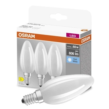 3x Żarówka LED B35 Świeczka E14 5.5W = 60W 806lm 4000K Neutralna 300° BASE Osram