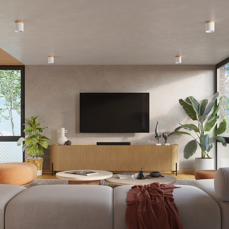 Lampa Sufitowa Oprawa Natynkowa GU10 Tubularna Naturalne Drewno Skandynawska Rif Sollux