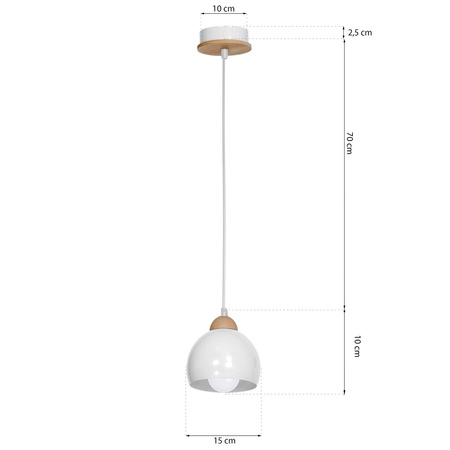 Lampa wisząca w stylu skandynawskim sufitowa biała MiLAGRO DAMA 1x E27 Drewno + metal
