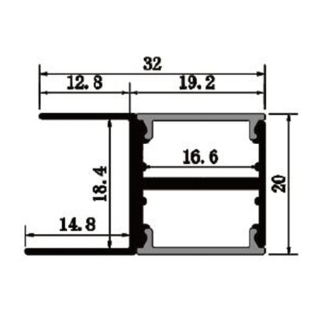 Profil Meblowy Aluminiowy Anodowany do taśm LED KM48 Srebrny Regałowy Nawierzchniowy 2m + Przesłona mleczna + Zaślepki