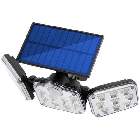 Naświetlacz solarny lampa 138x LED 10W 480lm Zimna czujnik ruchu IP65 + Pilot