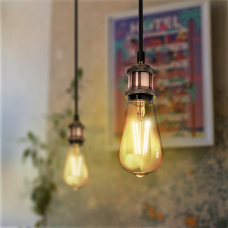 LAMPA wisząca Zawiesie z oprawką IL MIO NOLA E27 miedź 100cm kabel czarny