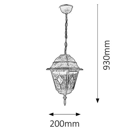 Lampa Wisząca Sufitowa Zwis E27 IP43 Natynkowa Złota Klasyczna Monaco Rabalux