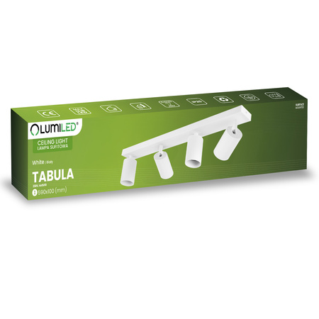 Lampa Sufitowa SPOT TUBA Reflektor Oprawa Halogenowa 4x GU10 TABULA LUMILED