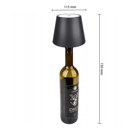 Lampka LED Biurkowa Stołowa Nocna Korek do Butelki Wina 3W 200lm 3000-4000-5000K CCT Antracyt IP44 Masterled