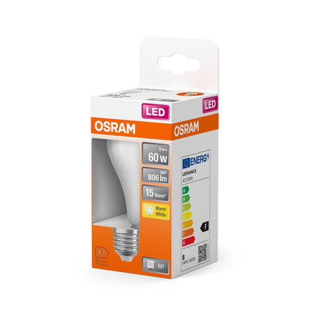 Żarówka LED A60 E27 8W = 60W 806lm 2700K Ciepła 150° STAR CLASSIC Osram