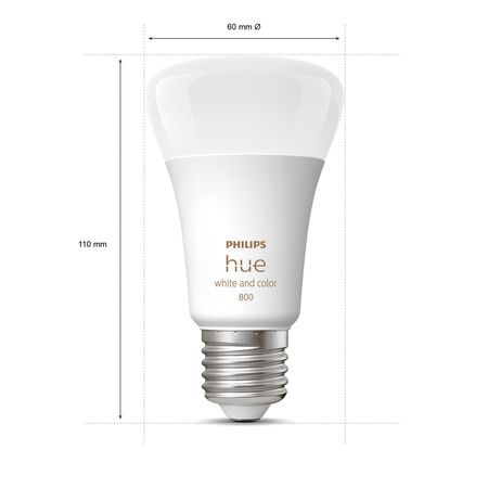 2x Żarówka LED E27 A60 9W = 60W 806lm 2000-6500K CCT + RGB SMART Inteligentna Bluetooth ZigBee White and Color Ambiance Philips HUE