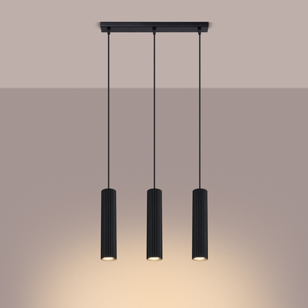 Lampa Wisząca Sufitowa Zwis Tuba Spot 3x GU10 Czarna Karbon Deep Space SL.1575 Sollux