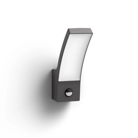 Kinkiet Ogrodowy Lampa Elewacyjna Zewnętrzna LED 12W 1100lm 2700K IP44 z Czujnikiem Ruchu i Zmierzchu Antracyt Splay Philips