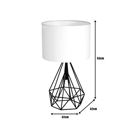 Lampka stołowa stojąca TRIANGOLO 1x E27 Czarno-biała Metal + tkanina Milagro
