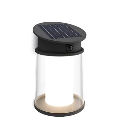 Kinkiet Ogrodowy Lampa Solarna Elewacyjna Zewnętrzna LED 3.2W 470lm 4000K IP44 z Czujnikiem Ruchu i Zmierzchu Czarna Juda Ultra Efficient Philips