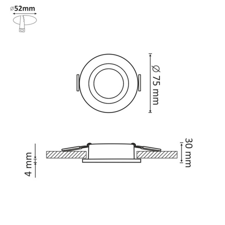 Oprawa sufitowa stała Opin GOLDLUX (Polux) okrągła metal czarny perłowy GU10