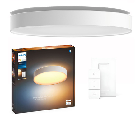 Lampa Sufitowa Plafon LED Enrave Biały 48W 55cm CCT PHILIPS HUE Bluetooth + Przełącznik Dimmer Switch