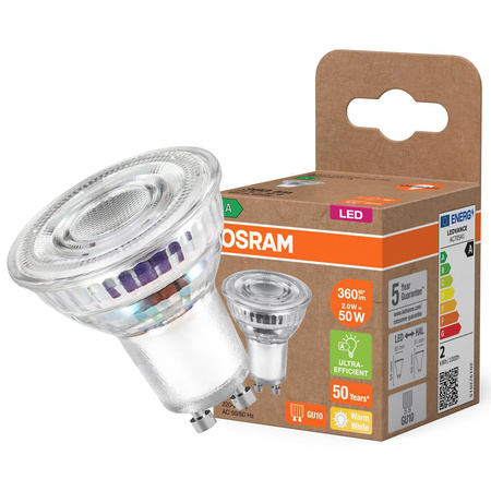 Żarówka LED PAR16 Reflektor GU10 2W = 50W 360lm 2700K Ciepła 36° 180lm/W ENERGY EFFICIENCY Osram