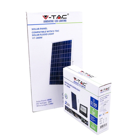 Naświetlacz LED 40W 4000K IP65 + Panel Solarny Z pilotem VT-200W V-TAC