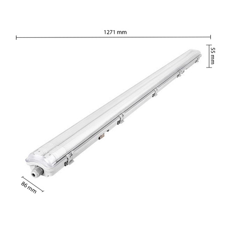 Oprawa Hermetyczna Pyłoszczelna 120cm 2xT8 G13 IP65 + Świetlówki LED 18W 6500K Zimna Masterled