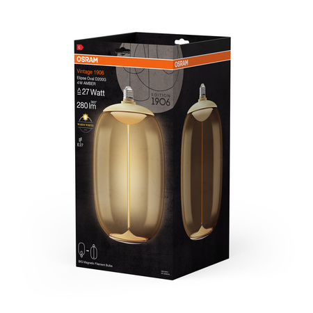 Żarówka LED Dekoracyjna E27 4W = 27W 280lm 2700K Ciepła 320° Bursztynowa Filament Vintage 1906 Osram