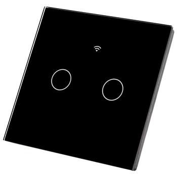 Włącznik szklany DOTYKOWY Wi-Fi LED czarny podwójny