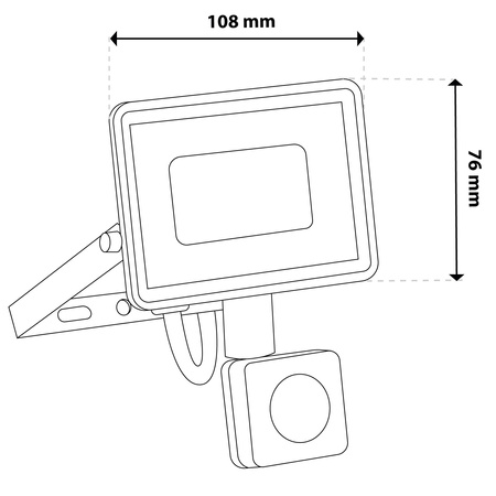 Naświetlacz LED ZONER 20W 1800LM 4000K IP44 Czarny Czujnik Ruchu LUMILED