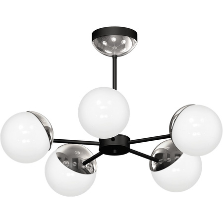 Lampa Sufitowa Żyrandol SFERA Czarna Chrom 5xE14 Milagro