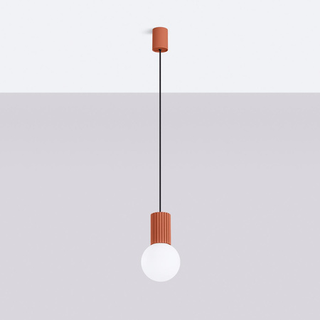 Lampa Wisząca Zwis G9 Okrągła Czerwona Nowoczesna Matowa Halo Sollux