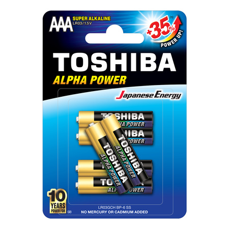 Baterie Alkaliczne TOSHIBA ALPHA POWER LR03 AAA 1,5V Blister 6szt