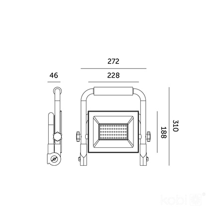 Naświetlacz LED Zewnętrzny Ogrodowy 100W 8500lm 4000K Neutralny 110° IP54 IK06 Czarny Żółty Tigra Kobi