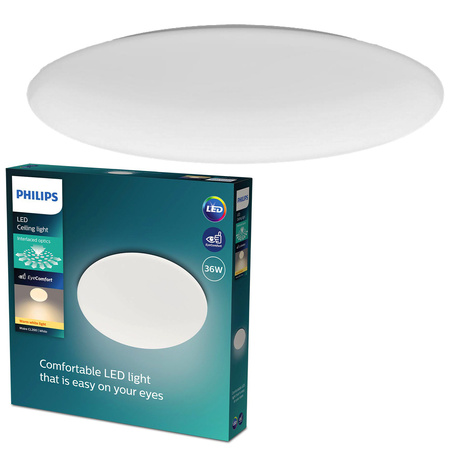 Lampa Sufitowa Plafon Natynkowy LED 36W 3600lm 2700K Biała Moire Philips