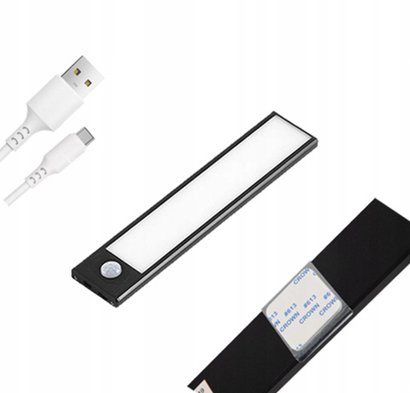 Lampka Podszafkowa LED Listwa Meblowa 1W 4500K 20cm z Czujnikiem Ruchu Czarna