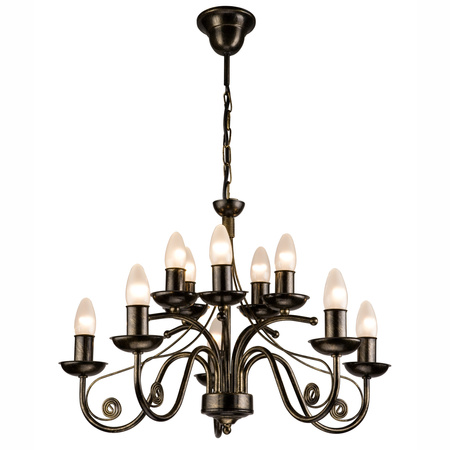 Lampa Wisząca Sufitowa DONATO 10xE14 Żyrandol Czarna Klasyczna LM-10.29 Lamkur