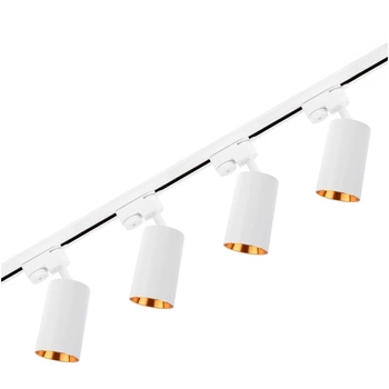 Zestaw Szyna Oświetleniowa Szynoprzewód 1m + 4x Reflektor Szynowy SAGI GU10 Biało Złoty LUMILED